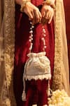 Buy_Amyra_Beige Pearls, Embroidery, Tassels, Beads Sehra Mini Potli - _Online