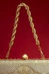 Amyra_Beige Pearls, Sequins, Embroidery Sehra Clutch - _at_Aza_Fashions
