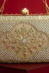 Shop_Amyra_Beige Pearls, Sequins, Embroidery Sehra Clutch - 