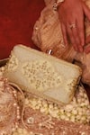 Buy_Amyra_Beige Pearls, Sequins, Embroidery Sehra Clutch - _Online