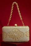 Amyra_Beige Pearls, Sequins, Embroidery Sehra Clutch - _Online_at_Aza_Fashions