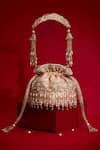Buy_Amyra_Pink Beads, Cut Work, Embroidery, Pearls, Vivaah Embellished Mini Potli - _at_Aza_Fashions
