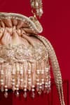 Shop_Amyra_Pink Beads, Cut Work, Embroidery, Pearls, Vivaah Embellished Mini Potli - 