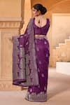 Shop_Naintara Bajaj_Purple Zari Sweetheart Neck Flower Woven Saree With Sleeveless Blouse _at_Aza_Fashions