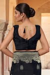 Buy_Naintara Bajaj_Black Silk, Brocade Zari Sweetheart Neck Flower Woven Saree With Blouse _Online_at_Aza_Fashions