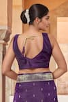 Buy_Naintara Bajaj_Purple Brocade, Silk Zari Boat Neck Floret Woven Saree With Sleeveless Blouse _Online_at_Aza_Fashions