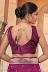 Buy_Naintara Bajaj_Purple Brocade, Silk Zari Boat Neck Flora Woven Saree With Sleeveless Blouse _Online_at_Aza_Fashions