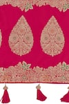 Buy_Samyukta Singhania_Pink Brocade, Silk Zari, Tassels Boat Neck Bloom Woven Saree With Blouse _Online_at_Aza_Fashions