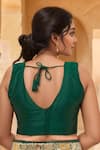 Samyukta Singhania_Green Brocade, Silk Zari, Tassels Flora Pattern Saree With Sleeveless Blouse _Online_at_Aza_Fashions