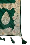 Shop_Samyukta Singhania_Green Brocade, Silk Zari, Tassels Flora Pattern Saree With Sleeveless Blouse _Online_at_Aza_Fashions