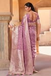 Shop Naintara Bajaj Pink Brocade, Silk Zari Sweetheart Neck, Square Bloom Woven Saree With Blouse at Aza Fashions Shop_Naintara Bajaj_Pink Brocade, Silk Zari Sweetheart Neck, Square Bloom Woven Saree With Blouse _at_Aza_Fashions