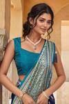 Buy_Naintara Bajaj_Navy Silk, Brocade Zari, Tassels Square Bloom Woven Saree With Sleeveless Blouse _Online_at_Aza_Fashions