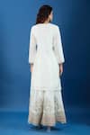 Shop_Samyukta Singhania_Off White Chinon Embroidery, Zari Split V-neck Butti Pattern Straight Kurta Set _at_Aza_Fashions