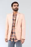 Buy_Khwaab By Sanjana Lakhani_Pink Polyester Studs Shawl Collar Blazer _at_Aza_Fashions