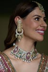Buy_Joules By Radhika_Multi Color Stones, Pearls, Beads Royal Kundan Meenakari Bridal Ear Cuffs _at_Aza_Fashions