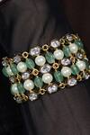 Joules By Radhika_Green Beads, Pearls, Stones Beaded And Studded Bracelet _Online_at_Aza_Fashions