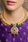 Shop_Joules By Radhika_Gold Plated Stones, Beads Auric Grace Royal Hasli Necklace Set _at_Aza_Fashions