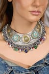 Shop_Joules By Radhika_Multi Color Boho Maharani Choker Necklace _at_Aza_Fashions