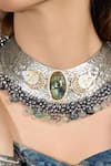 Joules By Radhika_Silver Plated Moon Mirror Choker Necklace _Online_at_Aza_Fashions