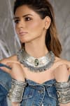 Buy_Joules By Radhika_Silver Plated Moon Mirror Choker Necklace _at_Aza_Fashions