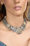 Shop_Joules By Radhika_Silver Plated Rustic Grace Choker Necklace _at_Aza_Fashions