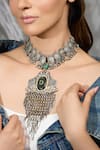 Shop_Joules By Radhika_Silver Plated Agnika Spear Pendant Necklace _at_Aza_Fashions