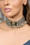 Shop_Joules By Radhika_Silver Plated Mehru Antique Choker Necklace _at_Aza_Fashions