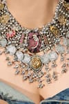 Joules By Radhika_Silver Plated Chandrika Heritage Dangling Necklace _Online_at_Aza_Fashions