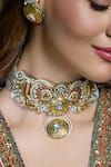 Shop Joules By Radhika Multi Color Stones, Pearls Antique Celestial Charm Necklace Set at Aza Fashions Shop_Joules By Radhika_Multi Color Stones, Pearls Antique Celestial Charm Necklace Set _at_Aza_Fashions