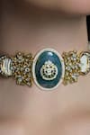 Joules By Radhika_Green Celestial Emerald Centre Choker _Online_at_Aza_Fashions