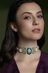 Buy_Joules By Radhika_Green Celestial Emerald Centre Choker _at_Aza_Fashions
