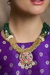 Shop Joules By Radhika Multi Color Stones, Pearls Radiant Regal Emerald Embellished Necklace Set at Aza Fashions Shop_Joules By Radhika_Multi Color Stones, Pearls Radiant Regal Emerald Embellished Necklace Set _at_Aza_Fashions