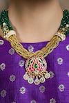 Joules By Radhika Multi Color Stones, Pearls Radiant Regal Emerald Embellished Necklace Set Online at Aza Fashions Joules By Radhika_Multi Color Stones, Pearls Radiant Regal Emerald Embellished Necklace Set _Online_at_Aza_Fashions