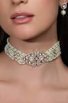 Shop Joules By Radhika White Pearls, Stones Regal Tranquility Jewel Embellished Necklace Set at Aza Fashions Shop_Joules By Radhika_White Pearls, Stones Regal Tranquility Jewel Embellished Necklace Set _at_Aza_Fashions