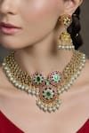 Shop Joules By Radhika Multi Color Gemstones, Pearls Meher Malika Embellished Bridal Necklace Set at Aza Fashions Shop_Joules By Radhika_Multi Color Gemstones, Pearls Meher Malika Embellished Bridal Necklace Set _at_Aza_Fashions