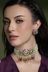 Buy_Joules By Radhika_Multi Color Gemstones, Beads, Royal Petal Cascade Embellished Choker Set _at_Aza_Fashions