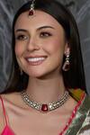 Buy_Joules By Radhika_Gold Plated Stones Laal E Noor Embellished Bridal Necklace Set_at_Aza_Fashions