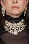 Shop_Joules By Radhika_Gold Plated Crystals, Stones, Sitaara Saaz Embellished Bridal Necklace Set _at_Aza_Fashions