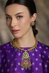 Buy_Joules By Radhika_Gold Plated Stones, Pearls Regal Saaz Heritage Embellished Pendant Necklace Set_at_Aza_Fashions