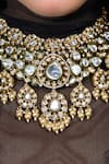 Joules By Radhika_Gold Plated Stones, Pearls Sitara Siyahi Polki Embellished Bridal Necklace Set _Online_at_Aza_Fashions