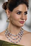 Buy_Joules By Radhika_Red Stones Rajvanshi Layered Kundan Embellished Necklace Set _at_Aza_Fashions