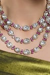 Joules By Radhika_Red Stones Rajvanshi Layered Kundan Embellished Necklace Set _Online_at_Aza_Fashions