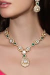 Shop_Joules By Radhika_Gold Plated Stones, Beads, Crystals Panna Vilas Embellished Necklace Set _at_Aza_Fashions