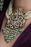 Joules By Radhika_Multi Color Pearls, Stones, Crystals Beaded Embellished Bridal Necklace Set _Online_at_Aza_Fashions
