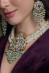 Shop_Joules By Radhika_Multi Color Pearls, Stones, Crystals Beaded Embellished Bridal Necklace Set _at_Aza_Fashions