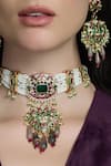 Shop_Joules By Radhika_Multi Color Pearls, Stones, Beads Riwaayat Rooh Kundan Choker Set _at_Aza_Fashions