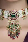 Joules By Radhika_Multi Color Pearls, Stones, Beads Riwaayat Rooh Kundan Choker Set _Online_at_Aza_Fashions