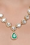 Joules By Radhika_Gold Plated Stones, Crystals Noor Panna Drop Embellished Necklace Set _Online_at_Aza_Fashions