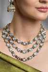 Shop_Joules By Radhika_Gold Plated Stones Samragi Layered Kundan Embellished Necklace Set _at_Aza_Fashions
