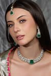 Buy_Joules By Radhika_Green Stones, Crystals Noor E Panna Embellished Necklace Set _at_Aza_Fashions